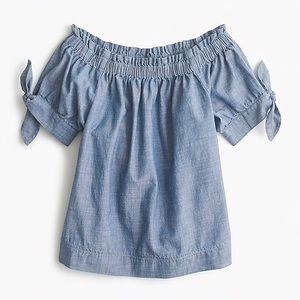 J. Crew Off Shoulder Chambray Shirt